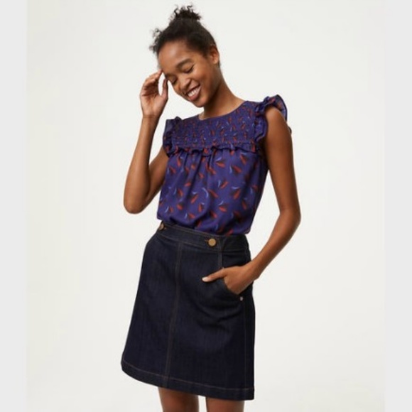LOFT Tops - LOFT Ruffle Flutter Sleeve Blouse